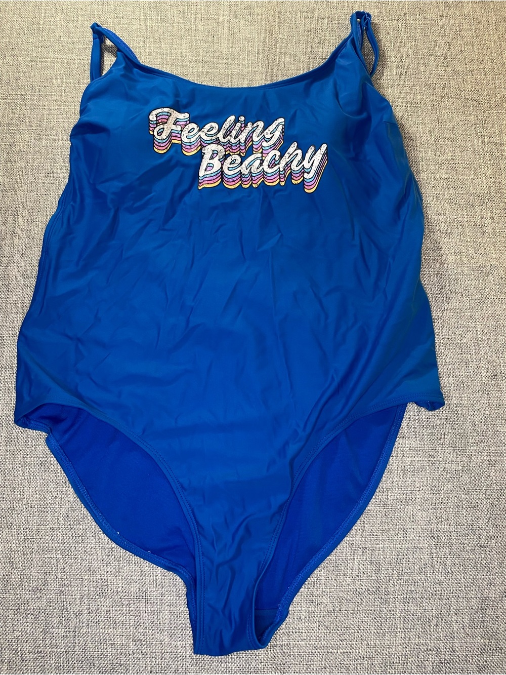 JR's No Boundaries Feeling Beachy Blue Cheeky High Leg One Piece Swim Suit XL
